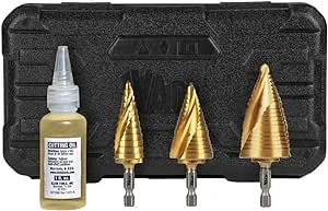 Klein Tools 25951 Step Bit Kit, Spiral Double-Fluted, VACO, 3-Piece