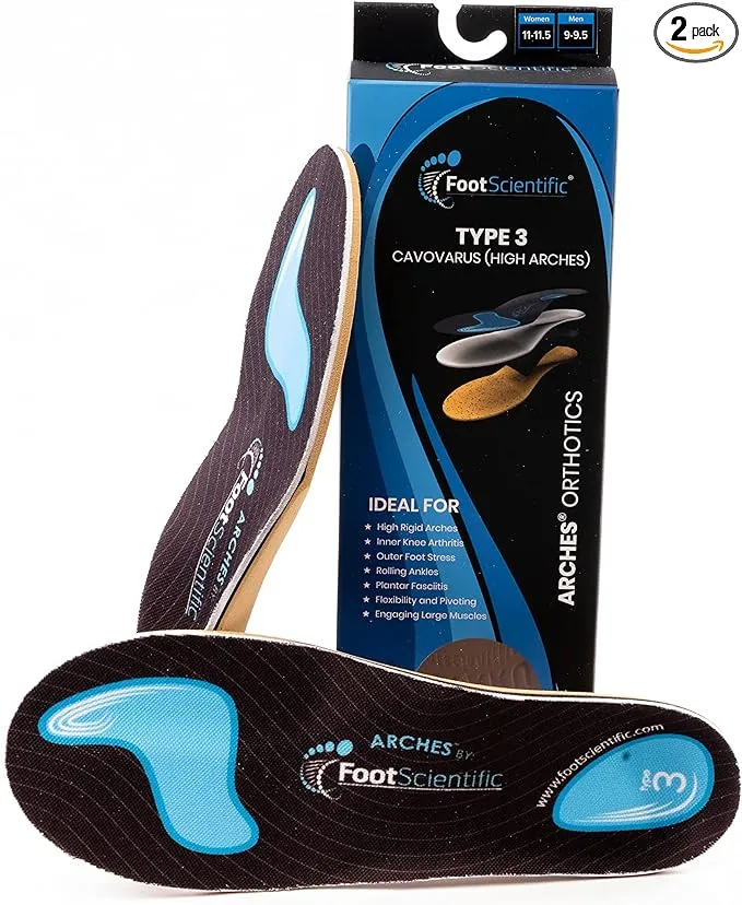 FootScientific® Arches Type 3 (High Arch) Orthotic Shoe Insoles, Men’s Size 4-4.5 / Women’s Size 6-6.5