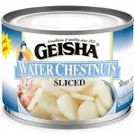 Geisha Water Chestnuts Sliced - 8 OZ 12 Pack