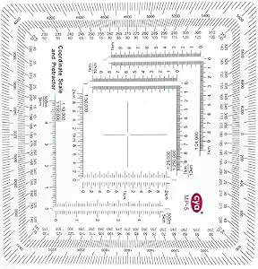 Gotical New and Improved Version Military Style MGRS/UTM Coordinate Grid Reader, and Protractor,Coordinate Scale Map Reading and Land Navigation Topographical Map Scale