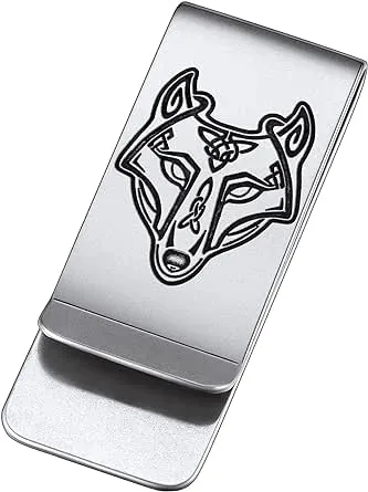 Wolf Money Clips for Male Stainless Steel Norse Viking Protection Jewelry Boyfriend Birthday Present