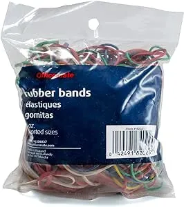 Officemate Assorted Size and Color Rubber Bands, 4 oz (82025)