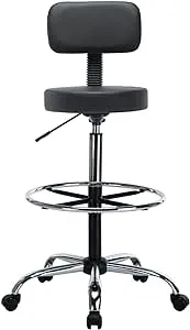 Adjustable Drafting Stool for Office by Naomi Home-Color:Black Style:With Foot Rest