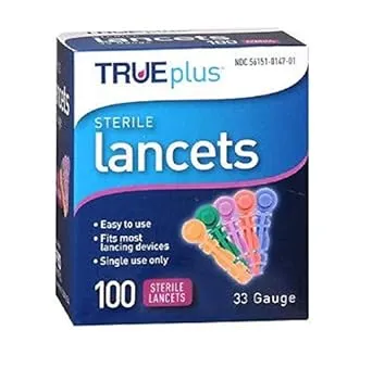 Trueplus Sterile Lancets 33 Gauge - 100 ct