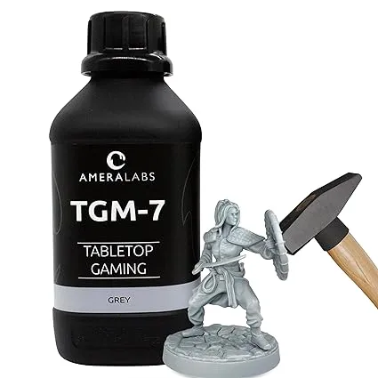 TGM-7 3D Wargaming Resin for Tabletop Miniatures – Tough, High Resolution, Low Odor, Fast Curing 3D Printing Liquid for 4K/8K/12K LCD/DLP/SLA 3D Printers (Grey, 1kg)