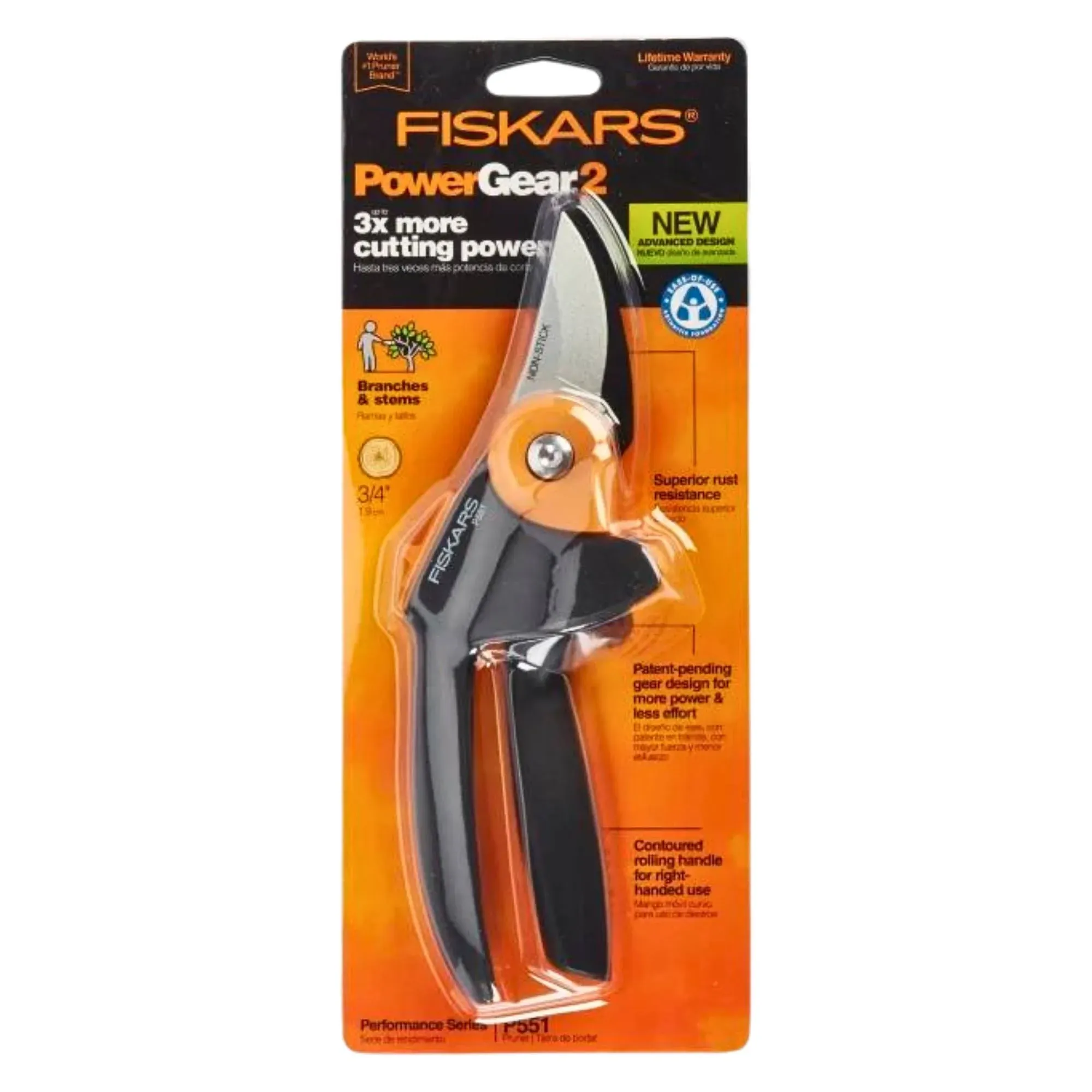 Fiskars 391041-1001 046561291044 PowerGear2 Pruner, Steel