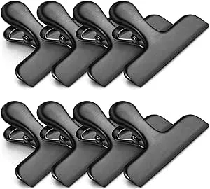 Bag Clips, Heavy Duty Stainless Steel Chip Clips, 8 Pack Food Bags Clamp Great for Kitchen Office to Seal Coffee Bags, Paper Sheets - Pack of 8