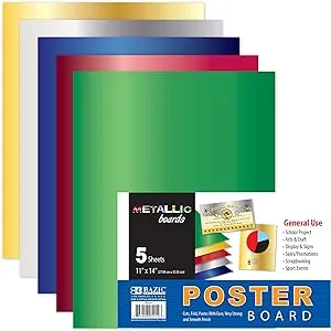 BAZIC Products Metallic Poster Board, 11&#034; X 14&#034; - Assorted Colors