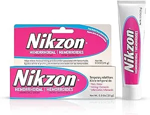 Nikzon Hemorrhoid Treatment Cream, Vasoconstrictor & Anesthetic, Fast Soothing Relief from Pain, Itching, Burning & Inflammation, 0.9 oz