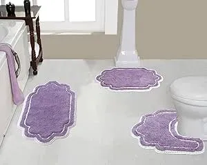 Allure 3 Piece Set Bath Rug Collection by Home Weavers Inc in Purple