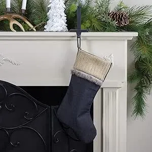 20" Rustic Burlap and Chambray Christmas Stocking - Modern - Christmas Stockings And Holders - by Northlight Seasonal | Houzz