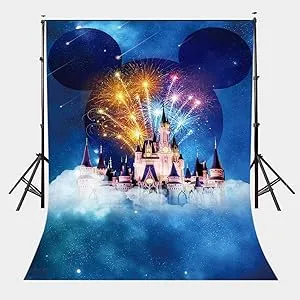 LELEZ Dream Castle Backdrop Night Firework Photography Background Fairy Tale Blue ...