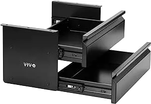 Vivo Black Dual Level 16" Pull Out Under Desk Storage Drawer Set Without Shell