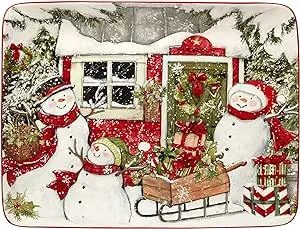 Snowman&#39;s Farmhouse 16&quot; x 12&quot; Rectangular Platter