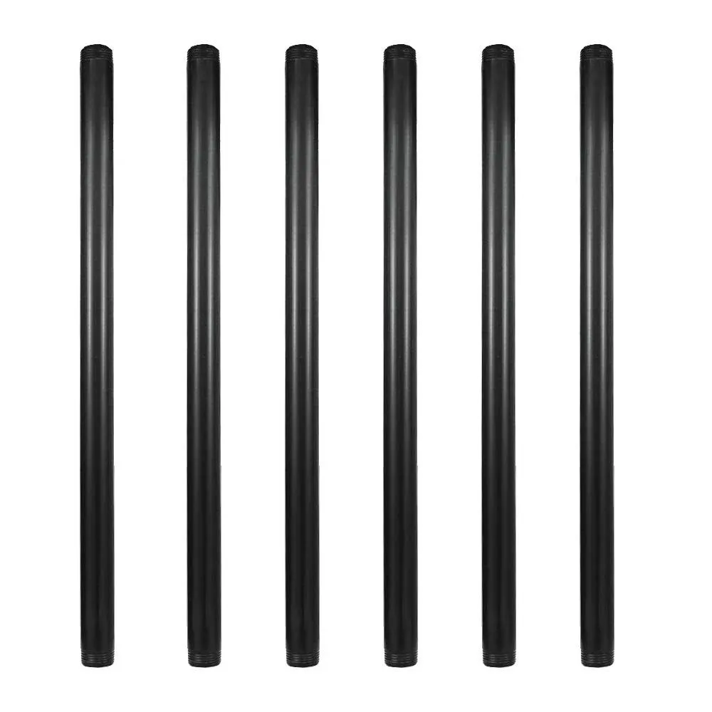 GeilSpace 6 Pack 3/4" × 36" Pre-Cut Black Metal Pipe, Industrial Steel Fits Standard Three Quarters Inch Black Threaded Pipes and Fittings - Vintage DIY Industrial Shelving (3/4" × 36", Black)