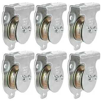 6 Pack Wall Mounted Pulley 1-1/2 Inch Wall and Ceiling Mount Single Pulley for 3/8" Wire or Rope, Zinc-Plated