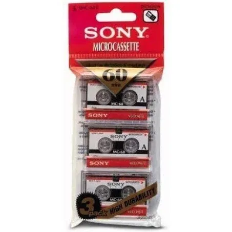 Sony Dictating Cassettes, Micro, 60 Minutes, Pack of 3