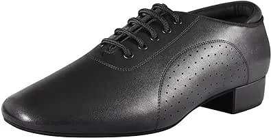 Men's Ballroom Dance Shoes Latin Salsa Dancing Black Breathable Leather Character Shoes