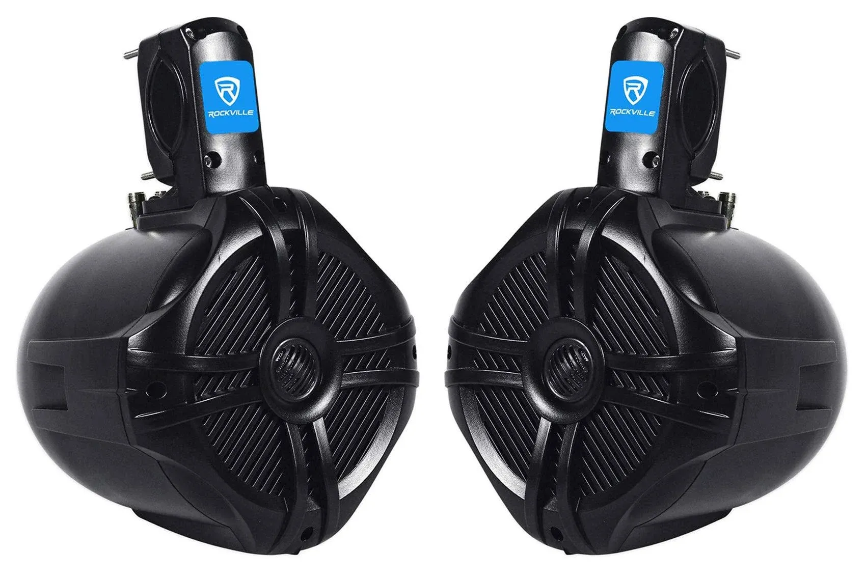 Pair Rockville RWB65B 6.5&#034; Black 2 Way 500 Watt Marine Wakeboard Tower Speakers