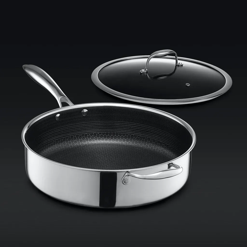 HexClad 5.5 Qt Deep Sauté Pan with Lid