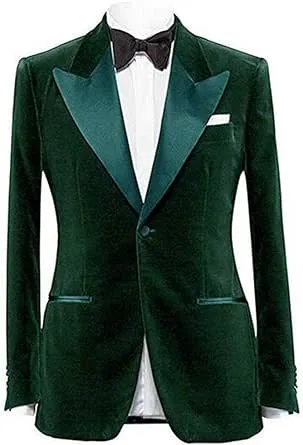 Men's Notch Lapel One Button Velvet Blazer Prom Party Jacket Wedding Dinner Tuxedos