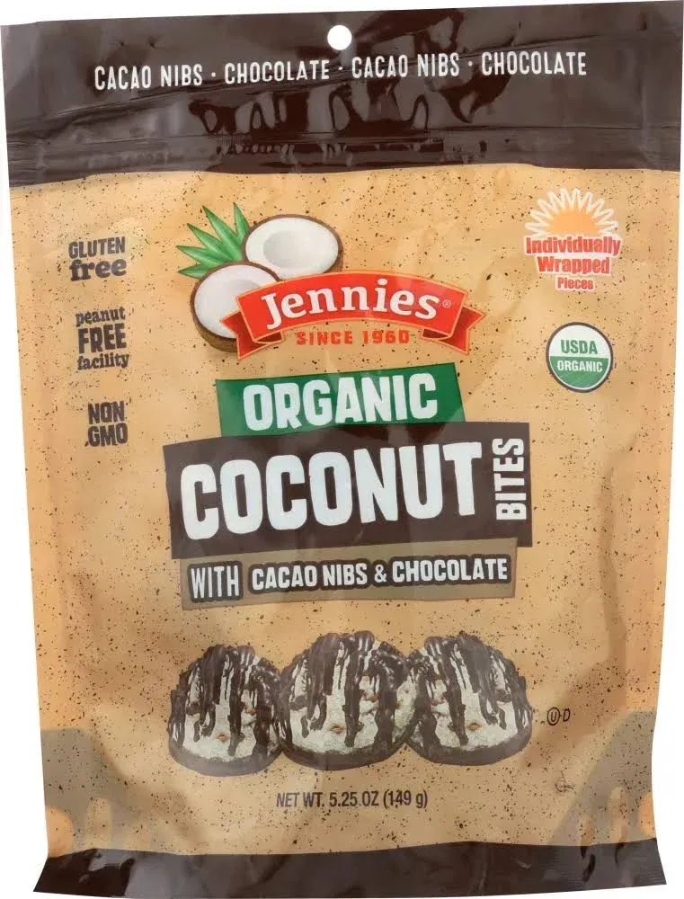 JENNIES: Organic Coconut Bites with Cacao Nibs, 5.25 oz