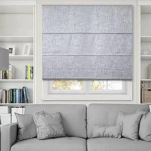 CHICOLOGY Roman Shades for Windows, Roman Window Shades, Roman Shades, Window Treatments, Window Shades for Home, Polyester Window Shade, Lexington Gainsboro (Blackout), 48" W X 72" H