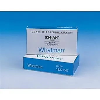 Whatman 1827-047 Glass Microfiber 934-AH Binder Free Filter, 0.5psi Wet Burst, 3.7 s/100mL/sq-inch Air Flow Rate, 47mm Diameter (Pack of 100)