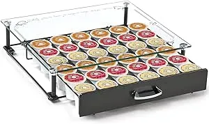 By Crystal Tempered Glass Coffee Pod Holder Drawer Compatible With 36 Pods Capac