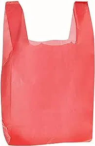 Plastic T Shirt Bags - Red - 11 ½” x 6&#034; x 21&#034; - Case of 1,000