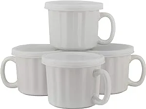 10 Strawberry Street 16oz Set of 4 Soup Mug with Lid, White