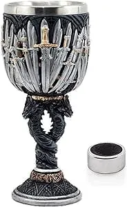 Medieval GOT Swords Chalice Goblet D&D Game Dragon Gifts Iron Throne Chalice Cup Merchandise Drinking Vessel with Wine Drip Ring