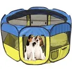 Pet Life All-Terrain Lightweight Easy Folding Wire Framed Collapsible Travel Pet Playpen, Blue