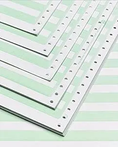 Alliance Continuous Computer Paper, 14 7/8 x 11, 1-Part, 92 Bright,18 lb, 1/2" Green Bar – 3,000 Sheets per Carton