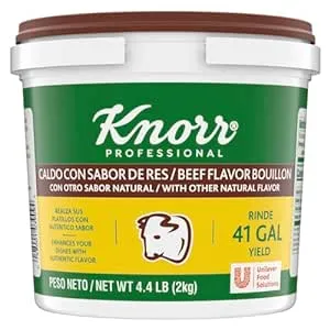 Knorr Professional Caldo de Res, Beef Bouillon with Beef Flavor Granulated Base, Bouillon as a Base, Marinade, Flavor Enhancer, Shelf Stable Convenience, 0g Trans Fat, 4.4 lbs (Pack of 1)