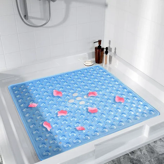 SlipX Solutions Square Shower Mat - Blue - 21 x 21 in