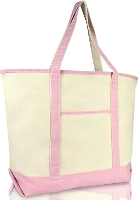 Dalix 22" Extra Large Shopping Tote Grocery Bag with Outer Pocket in Pink