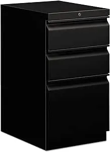 Brigade Mobile Pedestal With Pencil Tray Insert, Left Or Right, 3-drawers: Box/box/file, Letter, Black, 15" X 19.88" X 28"