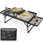 Folding Table, 2x1.3 FT Camping Table with Mesh Desktop,Folding Grill Table with Mesh Bag,Portable Outdoor Table for Picnic,Camping,BBQ,Beach(Black)