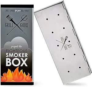 BBQ Smoker Box - Grilling Accessory for Gas Grill and Charcoal Grill made of Stainless Steel with Reinforced Hinged Lid - Handles WoodChips and Pellets to add Barbecue Smoke Flavor