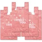 Pink Thank You Bags, 200pcs T Shirt Bags, to Go Bags,Grocery Bags, Reusable and Disposable,Perfect for Small Business,Take Out,Retails,11 inchx6