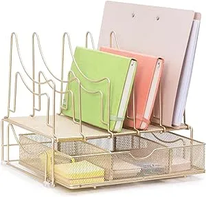 Desk Organizer with File Holder (Gold)