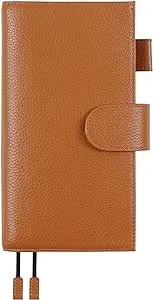 Moterm Leather Cover for Hobonichi Weeks - Fits Hobonichi Weeks/Weeks Mega, with Back Pocket (Pebbled-Burnt Orange)