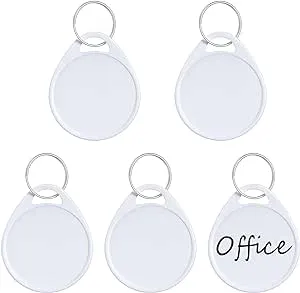 Uniclife Round Plastic Key Tags with Split Ring, White Label, 100 Pack