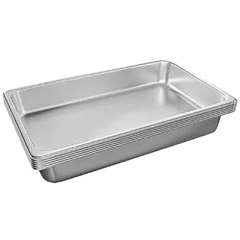 Hotel Pans Full Size 6-Pack 4 Inch Stainless Steel Trays for Food Commercial Hotel Pan Food Containers Chafing Pans For Restaurant Buffet Party Supplies