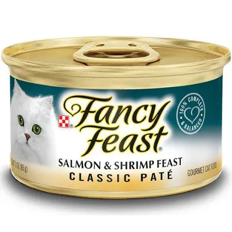 Purina Fancy Feast Classic Salmon & Shrimp Feast Wet Cat Food, 3 oz. Cans (24 Pack)