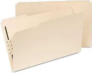 Universal Reinforced Top Tab Fastener Folders, 0.75" Expansion, 1 Fastener, Legal Size, Manila Exterior, 50/Box