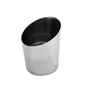 Thunder Group SLFFC005 French Fry Cup, 14 oz., 3-3/8" x 4-1/2"H, Angled, Stainless Steel Mirror Finish, Pack of 12