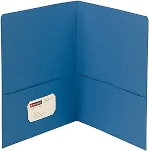 Two-Pocket Folder, Embossed Leather Grain Paper, 100-Sheet Capacity, 11 X 8.5, Blue, 25/box