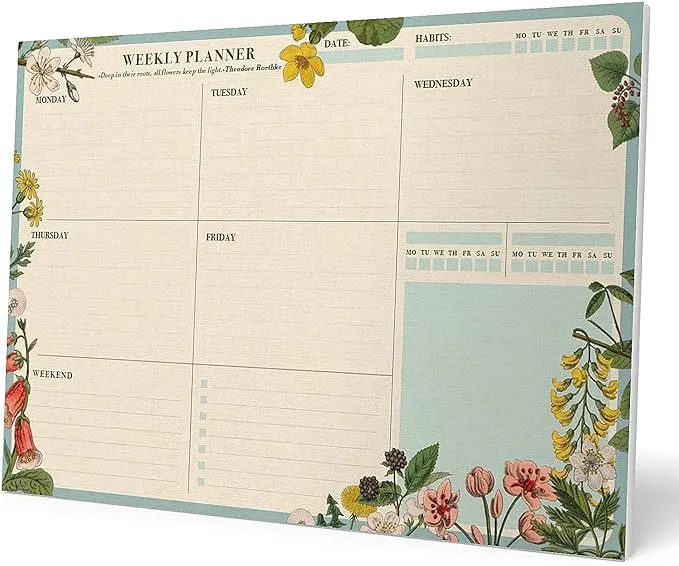 Official A4 Desk Pad with Daily, Weekly and Monthly Calendar, Desktop Botanical